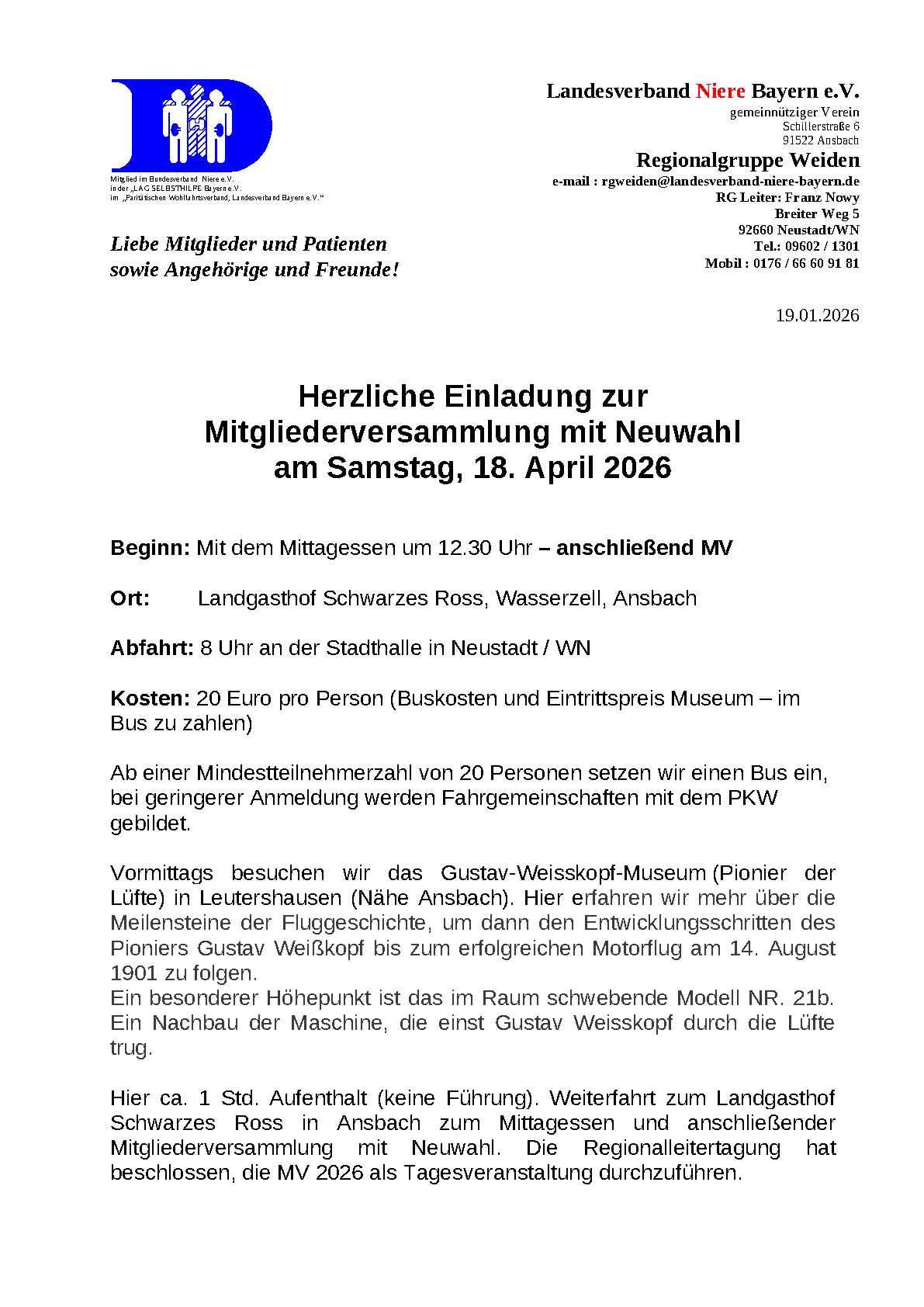 Einladungen RG Weiden