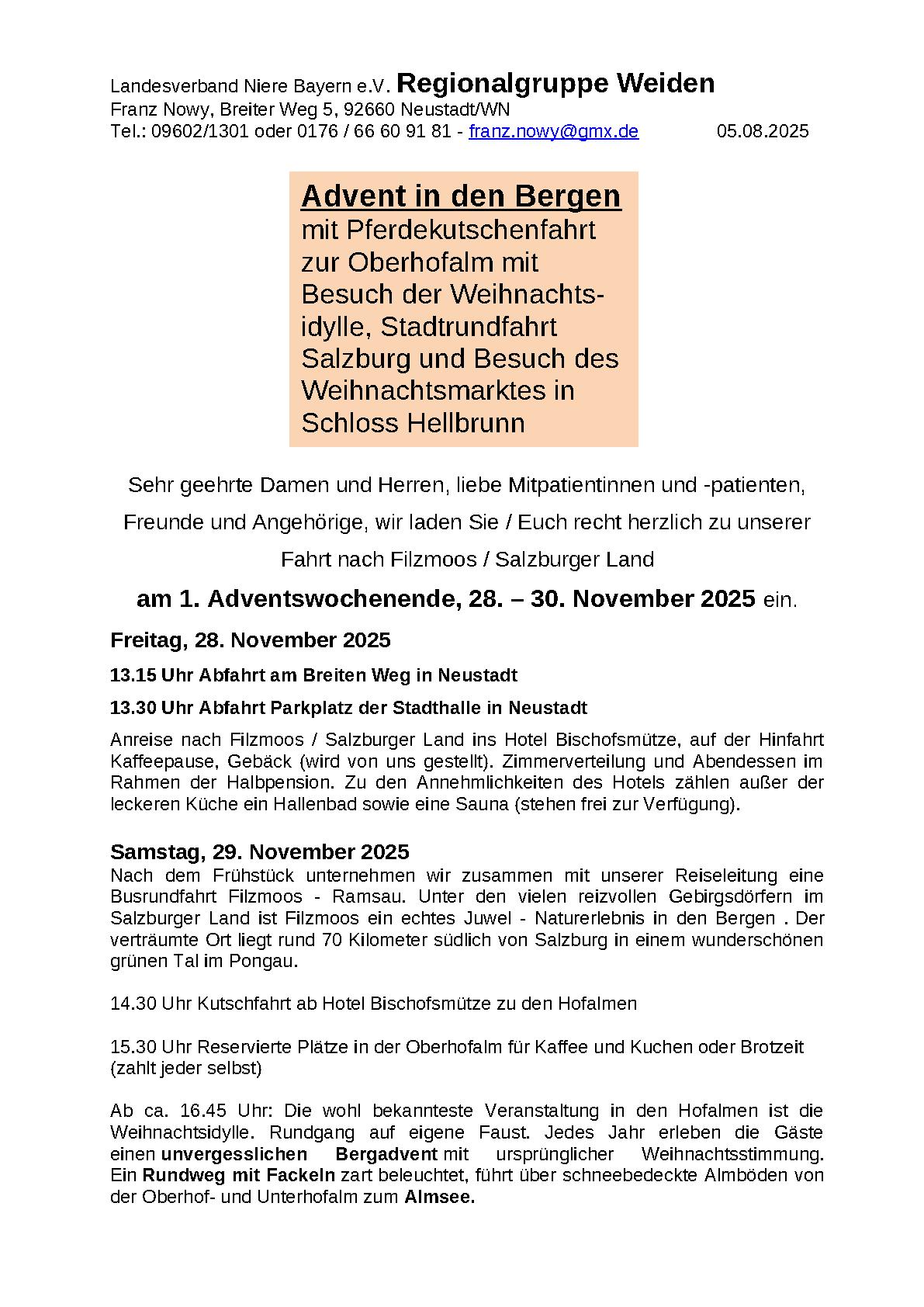 Einladungen RG Weiden