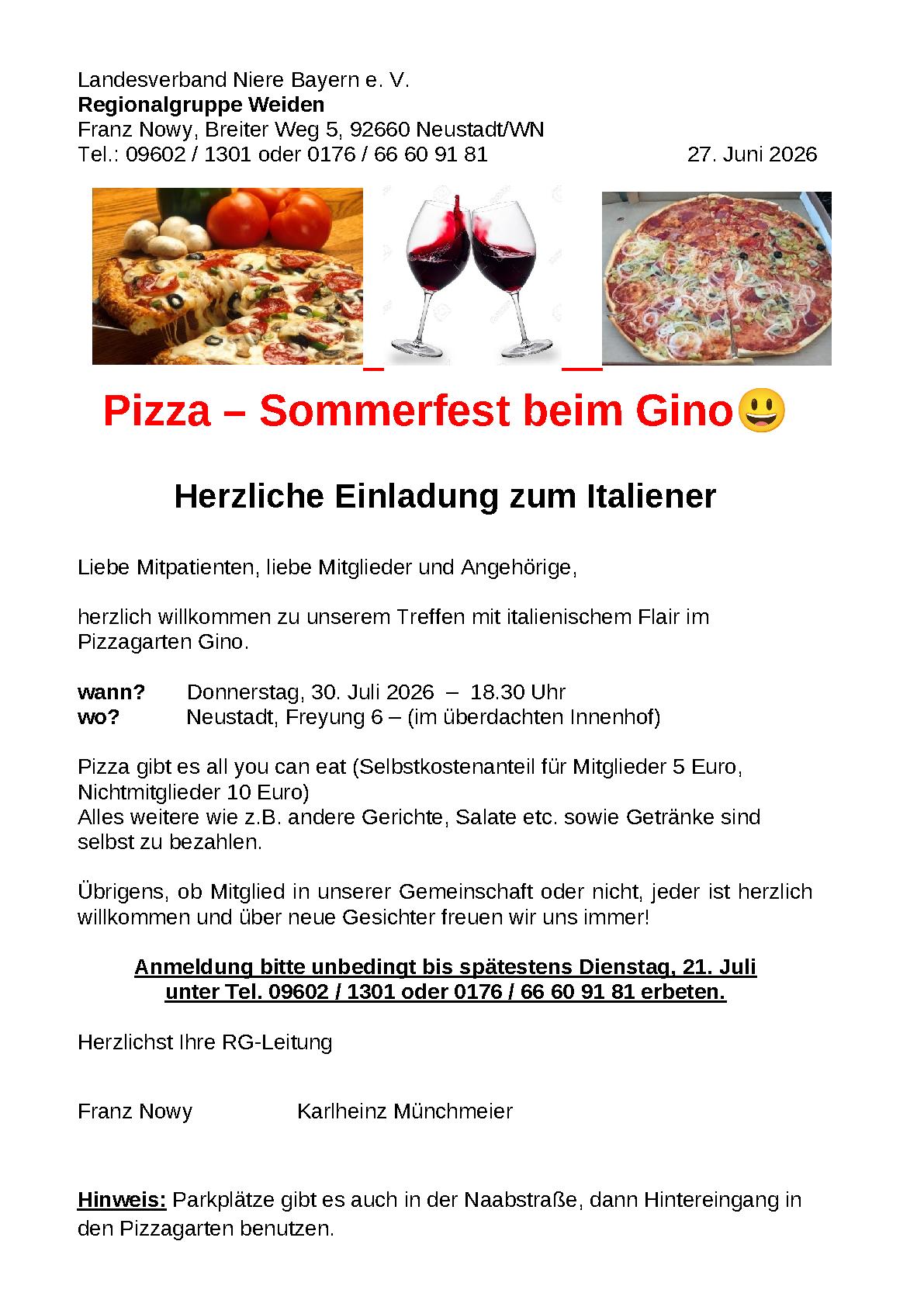 Einladungen RG Weiden
